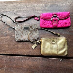 🩷🤎💛Three authentic Coach Wristlet Bundle